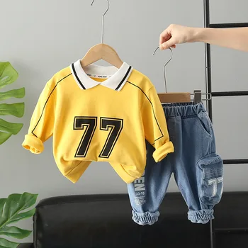 LZH 2022. gada Pavasara Rudens Zēnu Apģērbu Komplekts Kids Modes Alfabētu garām Piedurknēm Gadījuma Sporta Tērps divdaļīga Apģērbs Zēniem 1-5 Gadu