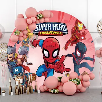 Marvel Super Hero Apaļas Formas Zirnekļcilvēka Puse Backdrops Dzimšanas dienas Rotājumi Pielāgotu Fona Kāzu Dekorēšana Bērnu