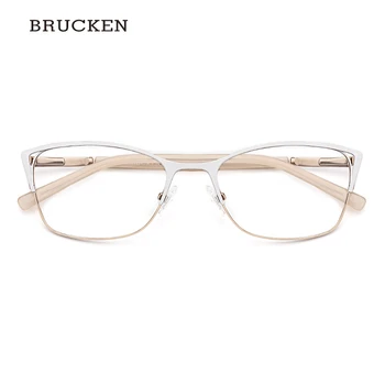 Metāla Brilles Rāmis Sievietēm, Optiskās Brilles Baltā Krāsā Kaķis, Acu Brilles Rāmis Sieviešu #TWM7554C4