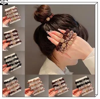 Modes sieviešu scrunchies matu virves hairband galvu Korejas resnās Zarnas Matu loku Meiteņu Meatball vadītājs Zirgaste cepures