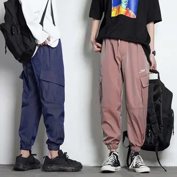 Modes Vīriešu Bikses korejas Harajuku Joggers Elsas Streetwear Kravas Bikses Vīriešu Ikdienas Vīriešu Apģērbs Elastīga Vidukļa Bikses 2022 Jaunas