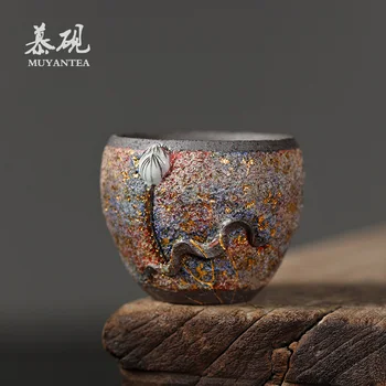 MuYan puses lotus rock tējas meistari kausa augstākās keramikas krūzes, vecu iežu paraugu tējas tase Japāna personas kauss