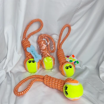 MZHQ 1pc Oranžs Ar Bumbu, Bite Kokvilnas Virves Pop Kong Suņu Rotaļlietas, Suņu Aksesuāri, Vidējiem Un Lieliem Suņiem Fidget Rotaļlietas Sunim Bumbu