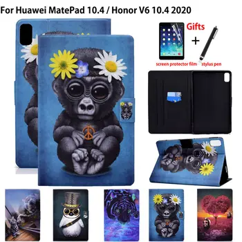 Par Huawei MatePad 10.4 5G 2022 Gadījumā BAH3-AN10 Būtiska, Lai Huawei Honor Pad V6 10.4 Segtu Bērniem, Dzīvnieku Krāsotas Stāvēt Shell +Dāvana