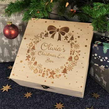 Personalizācija Cirsts Ziemassvētku Koka Kastē Custom Koka DIY Ziemassvētku Lodziņā Apple Box Dāvanu Kastē Kāzu Dekorēšana Amatniecības Dāvanas