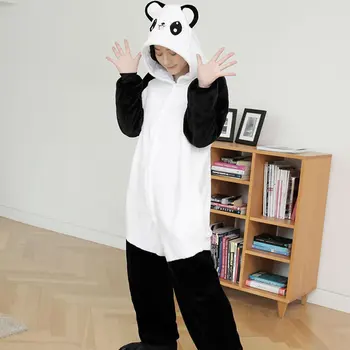 Pieaugušo Kigurumi Flaneļa Onesie Sieviešu Dzīvnieku Kostīms Anime Panda Tīģeris, Zebra Halloween Cosplay Sleepwear Ziemas Jumpsuit