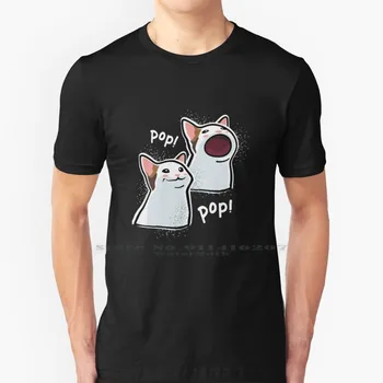 Popping Kaķis Même / Pop Cat / Popcat T Krekls, 100% Tīra Kokvilna Kaķis Même Funny Kaķis Muti Gudrs Popping Popping Kaķis Popcat Pop Kaķis