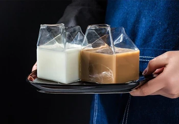 Radošā Piena Stikla Krūze 350ml Piena Kartona Creamer Smieklīgi Termiski Izturīga Stikla Kausa Gudrs Kristāla Sula Rīta Kausa Drinkware