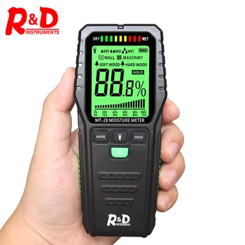 R&D MT28 Koka Mitruma Mērītājs Mitrums Testeri Digitālie Koksnes Mitrumu Detektora Testu sienas mitruma analizators ir no 5%~75%