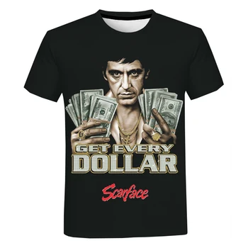 Scarface 3D Druka T Kreklu apdruka Vīriešu Sieviešu Modes Gadījuma O Kakla Streetwear Unisex Lielgabarīta Tony Montana T Krekls 2022 Jaunas
