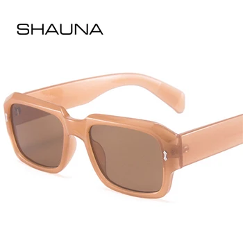 SHAUNA Retro Laukumā Jelly Krāsu Sieviešu Saulesbrilles Modes Kniedes Apdare Vīriešiem Trending Saules Brilles Slīpums Toņos UV400