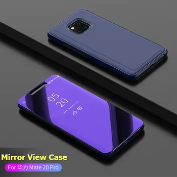 Smart Skatu Spogulis Gadījumā Huawei Mate 20 Pro Segtu Skaidrs, Āda Flip Case for Huawei Honor 8x Max Mate 20 Lite Tālruņa Vāciņu