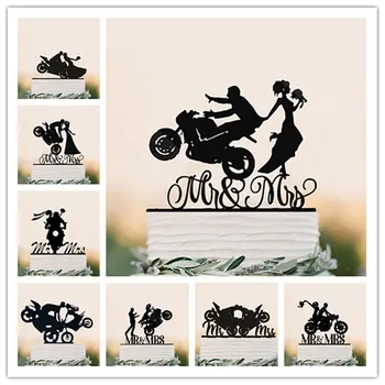 Smieklīgi Stila Motocikla Pāris Kāzu Kūka Topper Akrila Līgava Un Līgavainis Kūka Toppers Anniersary Saderināšanās Apdare