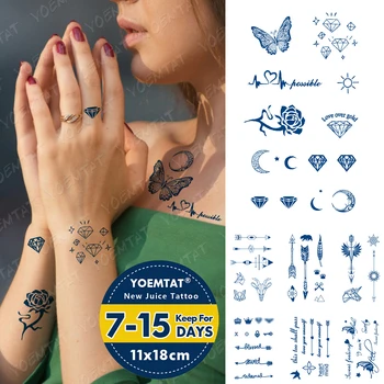 Sula, Kas Ilgst Ūdensnecaurlaidīgus Pagaidu Tetovējumu Uzlīmes Rožu Tauriņš Mēness-Saules Dimanta Sirds Vilnis Flash Viltus Tetovējumiem Tintes Body Art