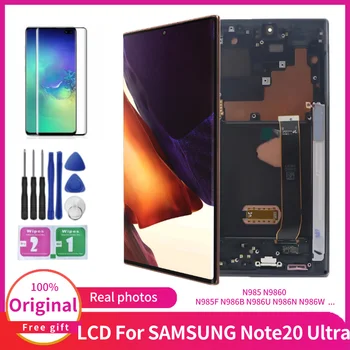 Sākotnējā AMOLED Displejs Samsung Galaxy Note 20 Ultra 5G Touch Screen Digitizer samsung note20 ultra N985 N985F N986 LCD