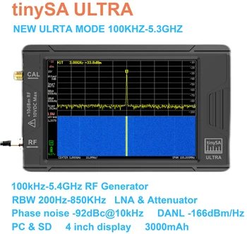 Sākotnējā tinySA ULTRA 100KHZ-5.3 GHZ 4inch Displejs Rokas Sīkās Spektra Analizatora RF Ģenerators ar Akumulatoru