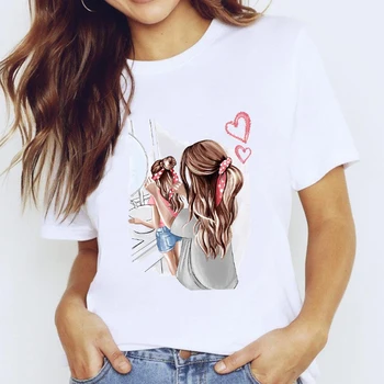 T-krekli Top Sievietēm Karikatūra Meitene Īsām Piedurknēm Mama Mamma Mīlestība Apģērba Izdrukāt Dāma Grafiskais T Krekls Dāmas Ceļojumu Tee T-Krekls