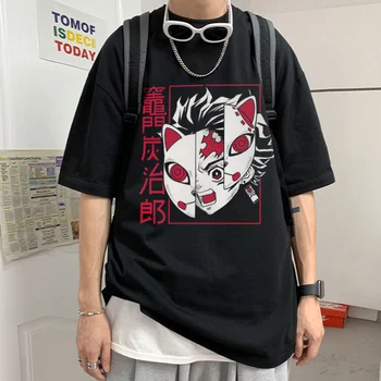 Tanjiro Kamado Nezuko drukāt Tee Kreklu Drēbes Atdzist Kitsune Nav Yaiba sieviete tshirts Īsām Piedurknēm Harajuku Anime Demon Slayer topi