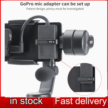 UURIG PT-6 Gopro Vlog Plate ar Mikrofonu Adapteris 3 Ass Gimbal Moza Mini S Gluda 4 Vimble 2 Vlogging Metāla Gadījumā, par Gopro 7 6