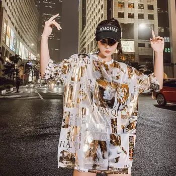 VERSMA korejas Ulzzang Harajuku Spīdīgs Spīdīga Augšējā T-krekls Vīriešiem Vasarā Hip Hop Streetwear Punk Rock, Gothic T Sievietēm Dropshipping