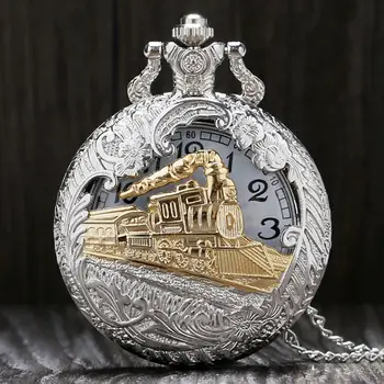 Vintage Retro Kabatas pulkstenis Dobi Vāka Dizains Kvarca Movment Kaklarota, Kulons Ķēdes Unisex Dāvanas Pulkstenis cep saati
