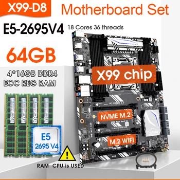 X99-D8 F8 Mātesplati Komplekts Xeon E5 2695 V4 LGA2011-3 CPU 4gab x16gb =64GB 2400MHz DDR4 FAM