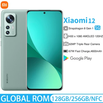 Xiaomi Mi 12 Pasaules ROM 5G Viedtālrunis Snapdragon 8 Gen 1 Octa Core 50MP Kamera 120HZ Ekrāna 67W Ātrās Uzlādes 4500mAh Baterija, NFC
