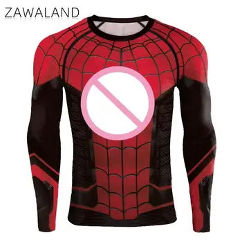 Zawaland Spider Iespiesti Supervaronis Cosplay Zeķubikses Reglāns Piedurknēm Vīriešiem Kompresijas Darbojas Krekls Kultūrisms Sporta Apģērbi Izmantot