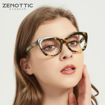 ZENOTTIC Vintage Acetāts Cat Eye Lielgabarīta Brilles Rāmis Sievietēm Zīmola Dizaina Tuvredzība, Briļļu Luksusa Optisko Briļļu Sieviete