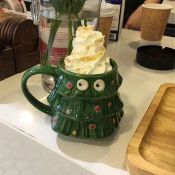 Ziemassvētku Eglīte Krūzes Ziemassvētku Keramikas Tējas Krūzes 3D Ziemassvētku Eglīte Keramikas Tasi Piena, Kafijas, Ūdens Cup Krūze Pāri Xmas Dāvanas