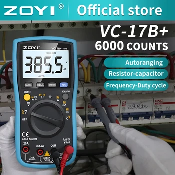 ZOYI VC17B+ Digitālais Multimetrs 6000 Skaits Multimetro Multitester Digitālo Profesional Tranzistors Kondensators Testeri lcr esrmeter