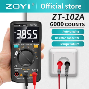 ZOYI ZT102A Ciparu Multimetrs 6000 Skaitu Elektrisko Skaitītāju Tranzistors Testeris, Auto Zvanīja AC/DC Sprieguma Process Kalibrators