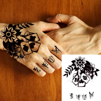 Ūdensnecaurlaidīgus Pagaidu Tetovējumu Uzlīmes Ziedi Spēļu Kārtis Viltus Tatto Flash Tetovējums Rokas Izmēru Mākslas Tetovējumi, lai Zēns Sievietes Vīrieši